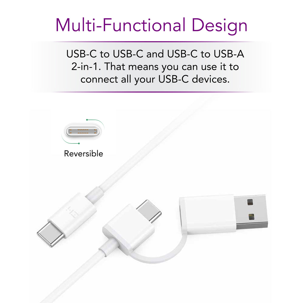 USB-C to USB-C Cable with USB-C (F) to USB-A Adapter [3.3ft]