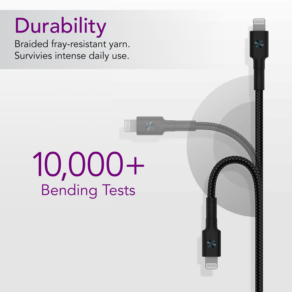 Braided Black USB-C to Lightning Cable - MFi Certified