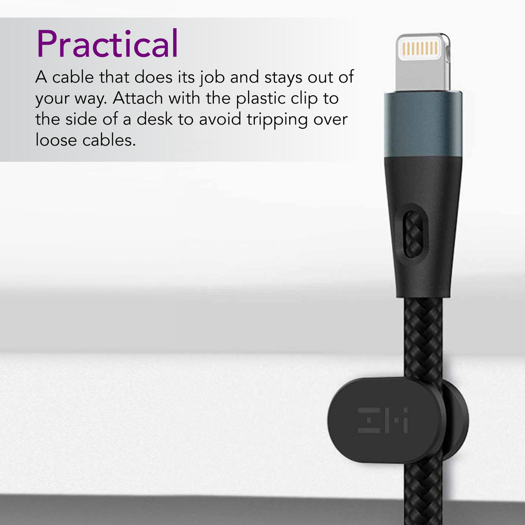 Hi-Tension MFi Certified Lightning to USB Cable, Braided Black