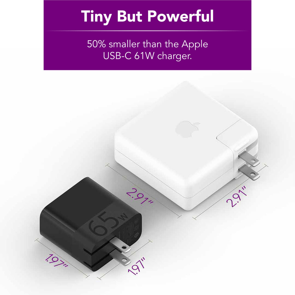 ZMI zPower Turbo 65W USB-C PD Wall Charger HA712 compares with Apple 61W charger