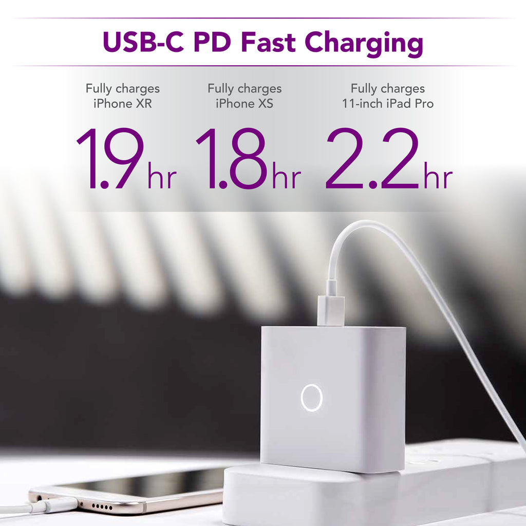 zPower 3-Port Travel Charger with PPS Support: 45W USB-C PD and 18W-Split Dual USB-A Wall Charger