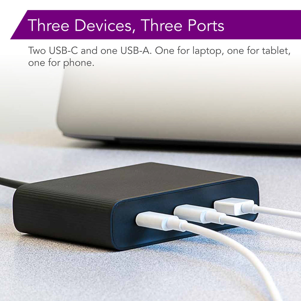 zPower Trio Desktop Charger with 2 USB-C Ports and 1 USB-A Port