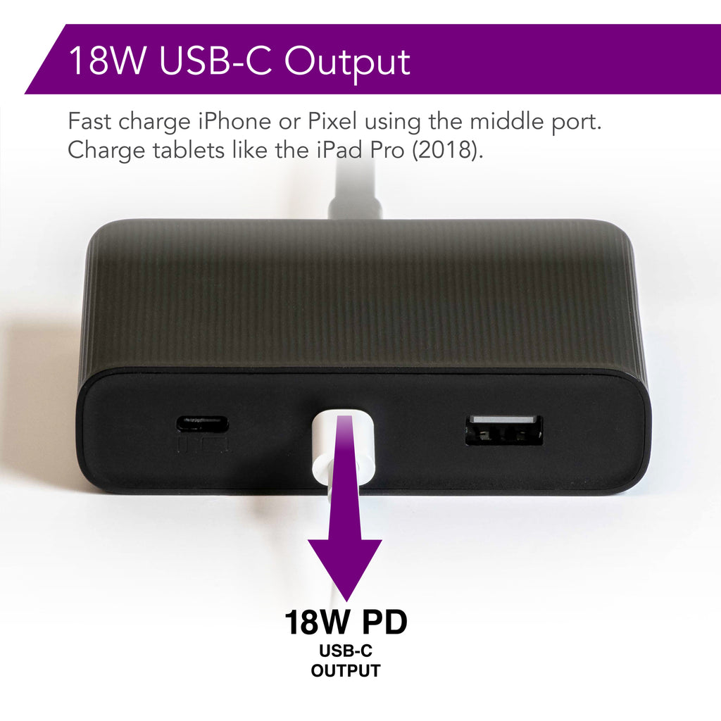 zPower Trio Desktop Charger with 2 USB-C Ports and 1 USB-A Port