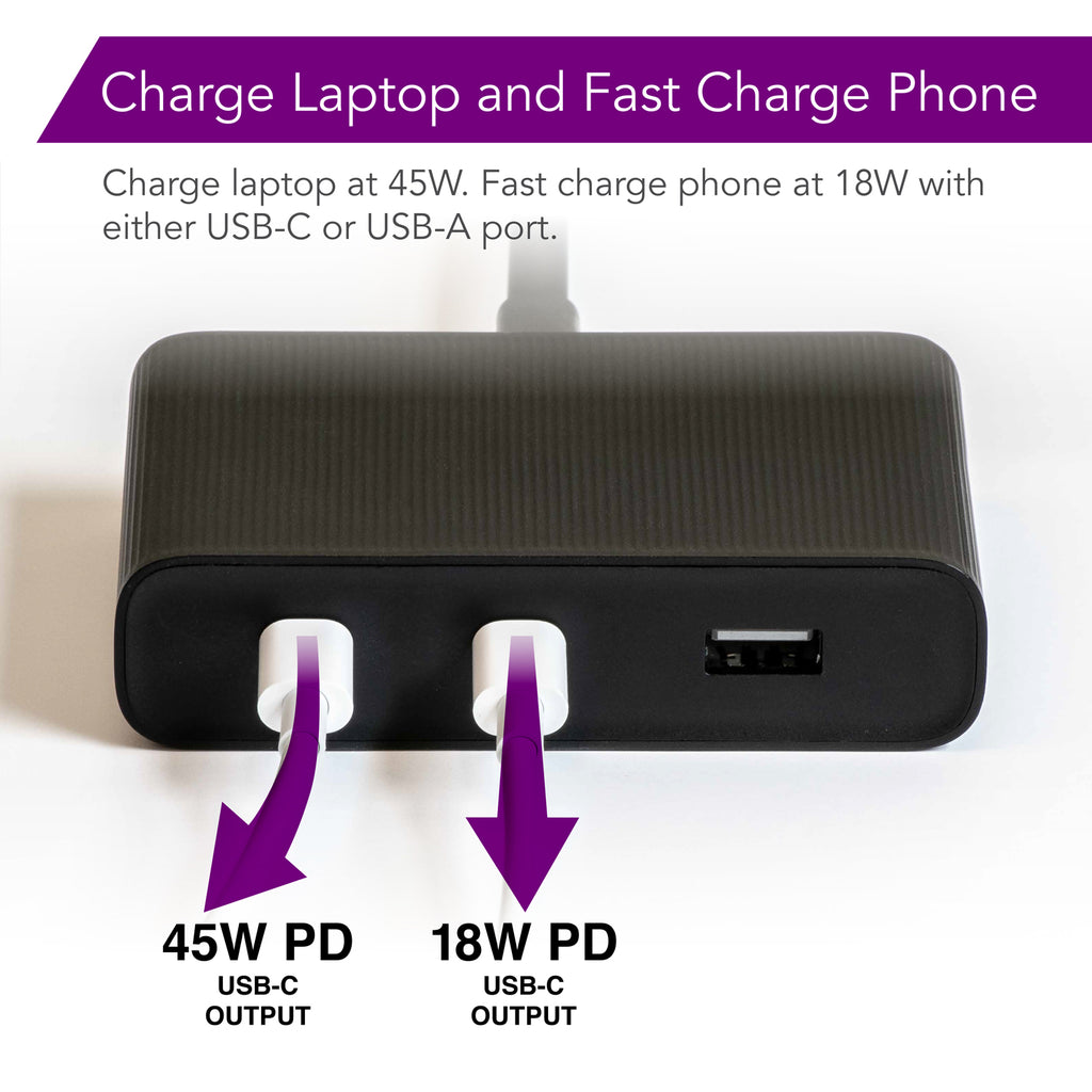 zPower Trio Desktop Charger with 2 USB-C Ports and 1 USB-A Port