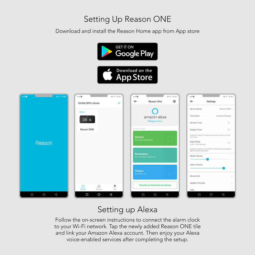 Reason® ONE Smart Alarm Clock with Alexa