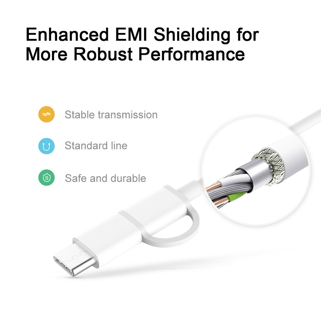 [2-Pack] 2-in-1 Micro-USB and USB-C Cables for Charge and Sync