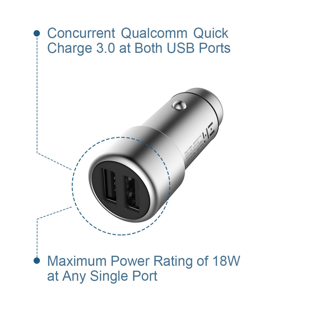 PowerCruise C2 36-Watt Dual USB Car Charger with QC 3.0